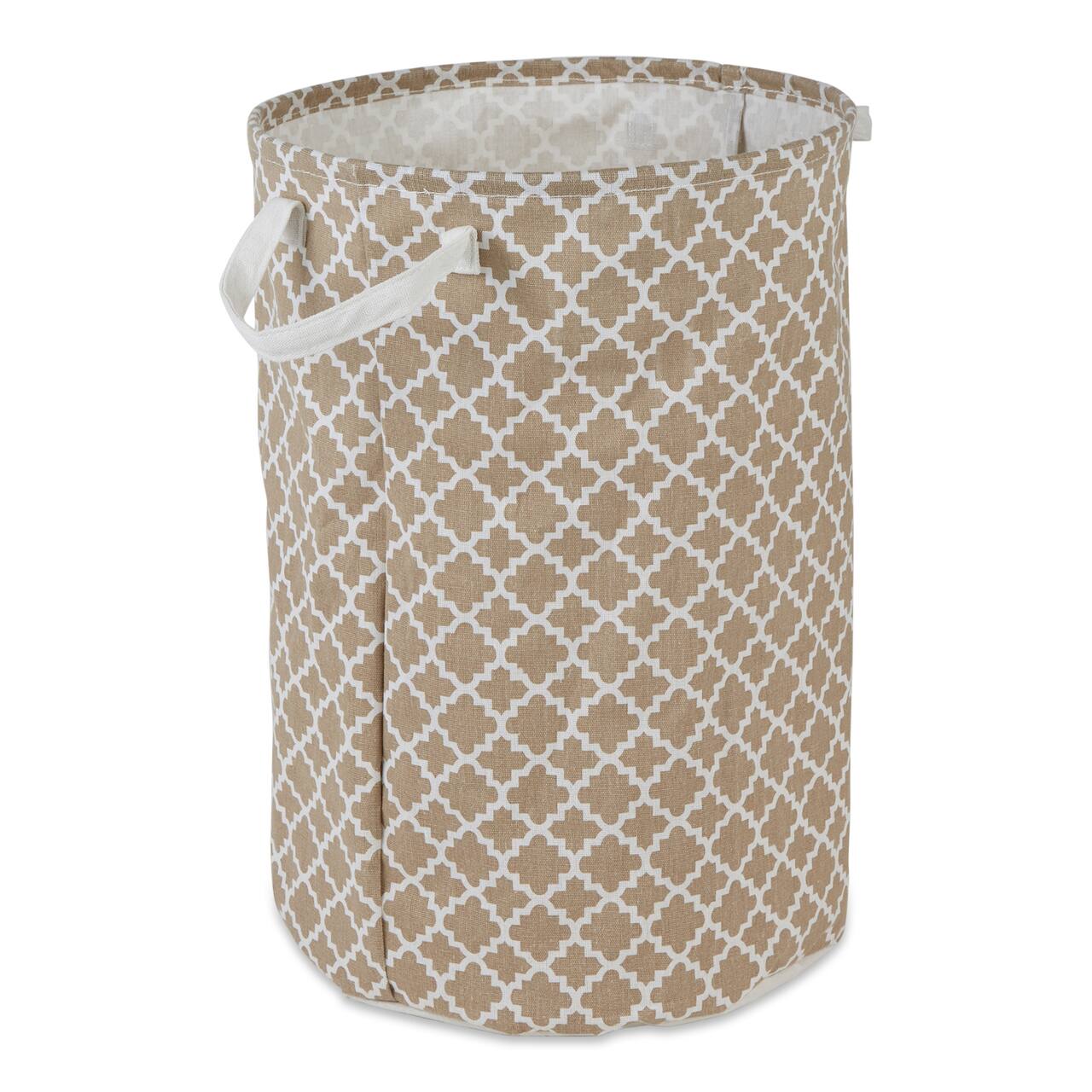 DII&#xAE; Round Lattice PE-Coated Cotton Polyester Laundry Hamper